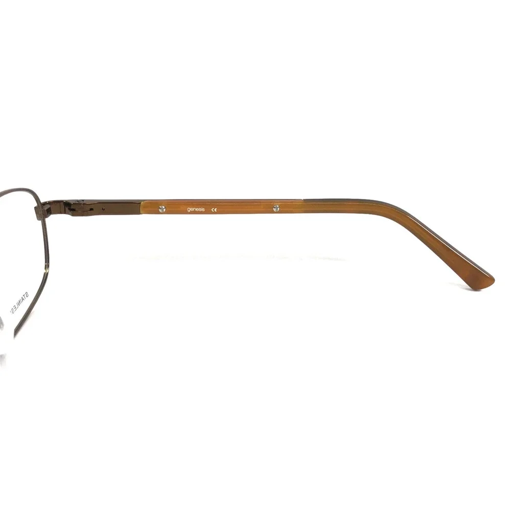Genesis Eyeglasses Frames G4003 BROWN Shiny Oval Wire Rim 54-18-140